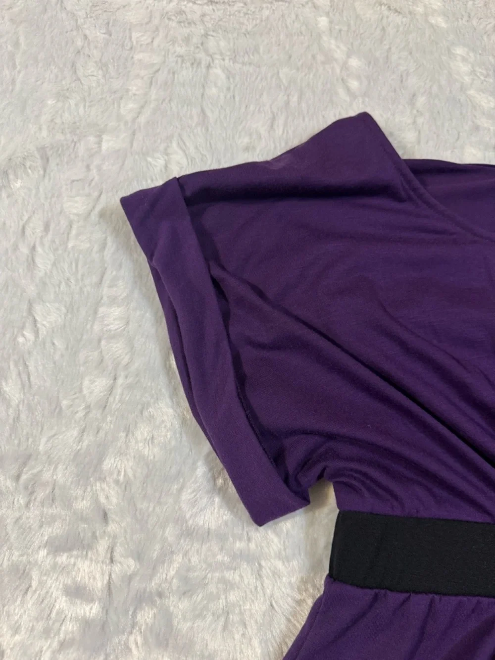 Women's Purple Elastic-Waist Tunic Top with Scoop Neck - Picture 5 of 8